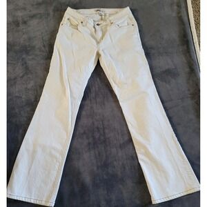 CAbi Jeans White Denim Mid Rise Jeans  Button Bootcut Style Stretch